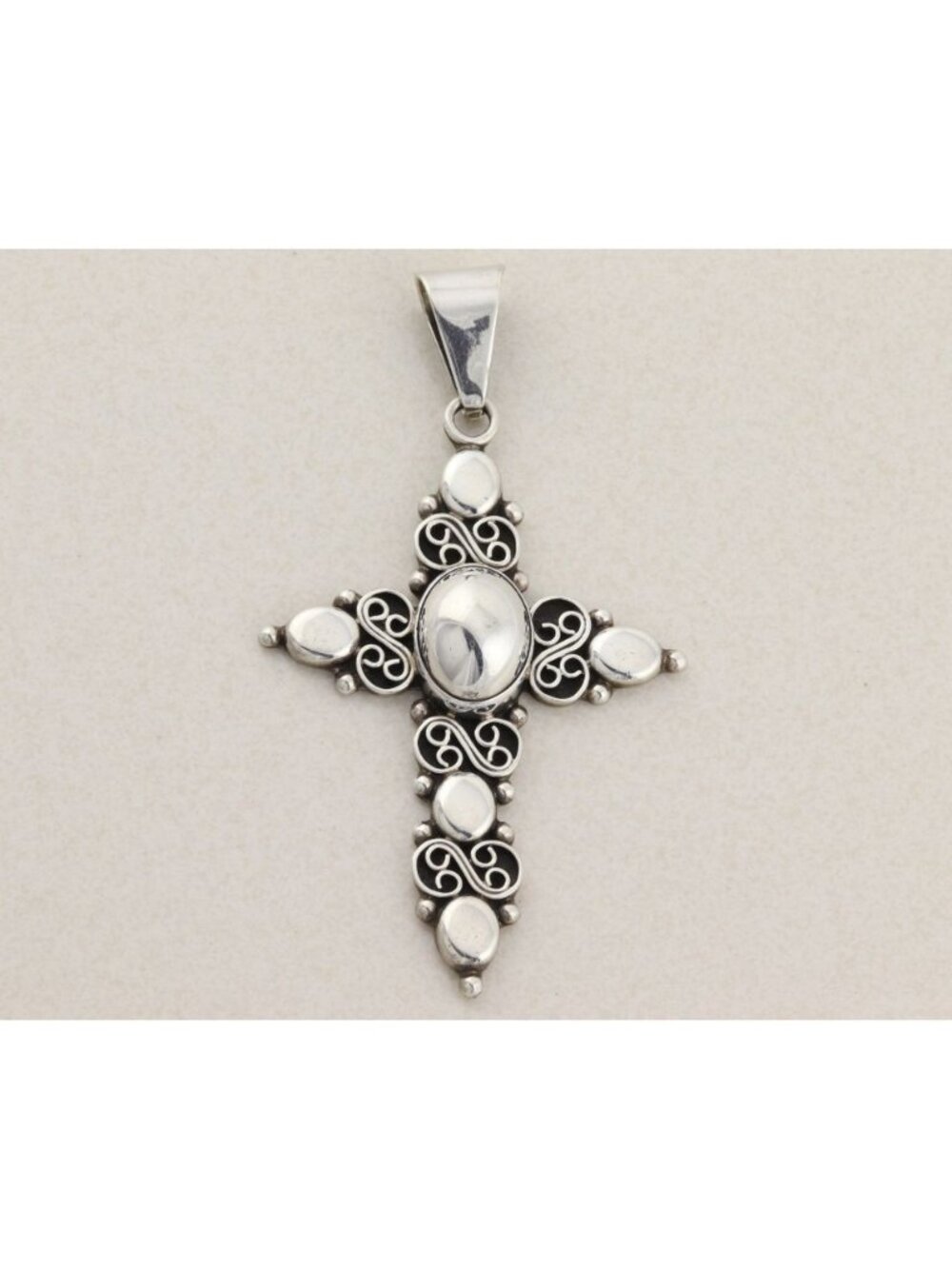 Sterling Silver Large Cross Pendant or Ornament 3 1/2" x 2"